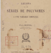 Lecon sur les series de polynomes: a une variable complexe